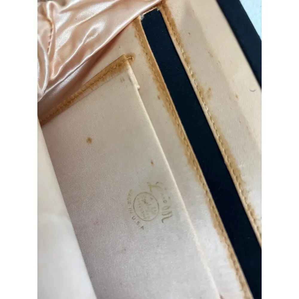Vintage 1950s Lowy & Mund Spotlite Black Satin Jeweled Clutch L&M by Edwards USA